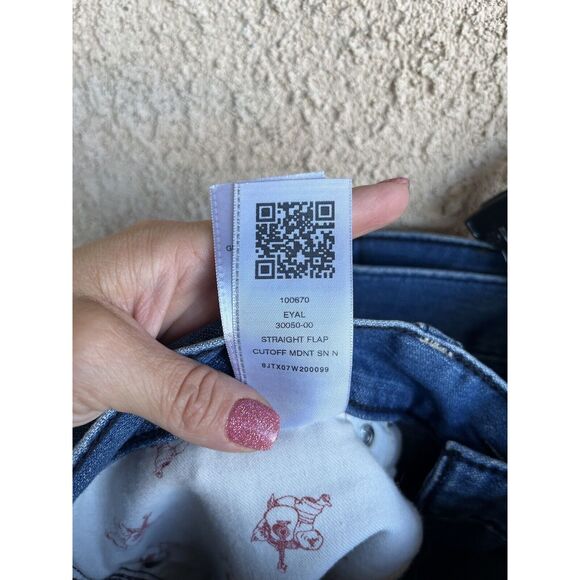 True Religion Straight Flap Cut Off Shorts - Size 38 - Ombre Blue - Picture 11 of 11
